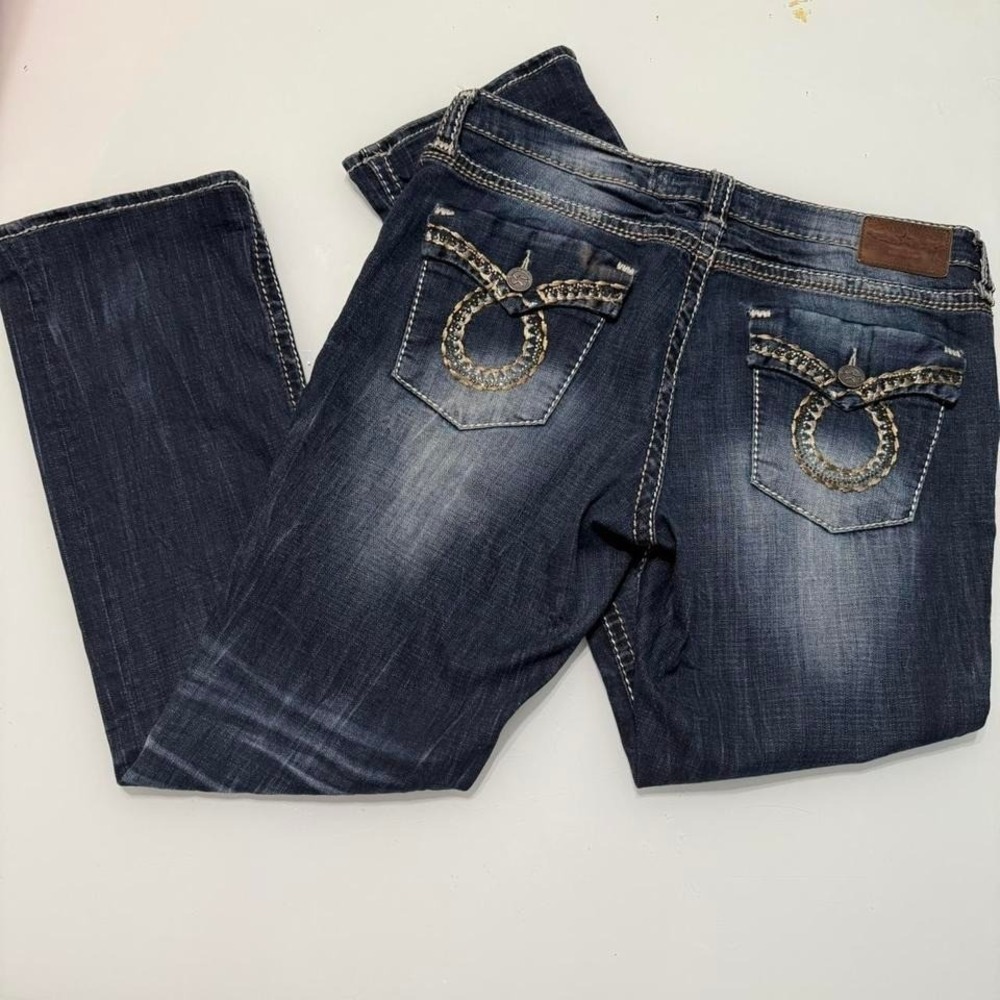 Women's Dark Wash Embroidered Pocket Jeans